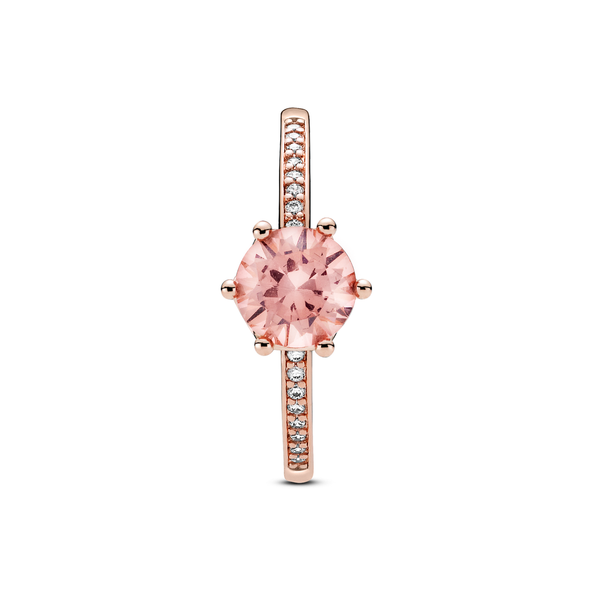 Pink Sparkling Crown Solitaire Ring