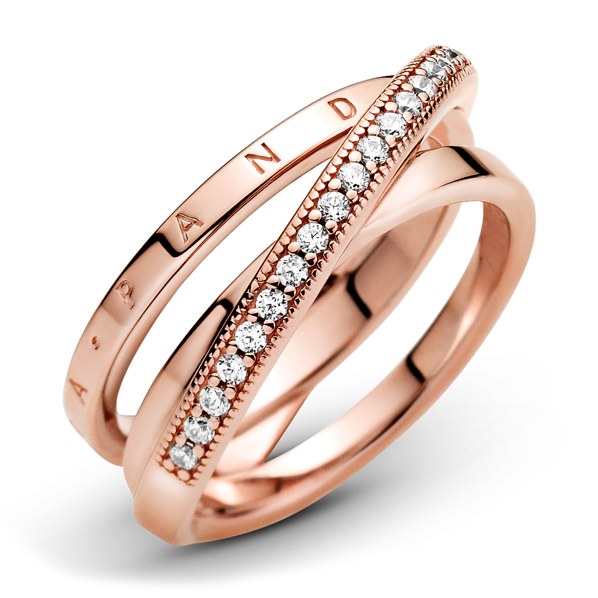 Crossover Pavé Triple Band Ring