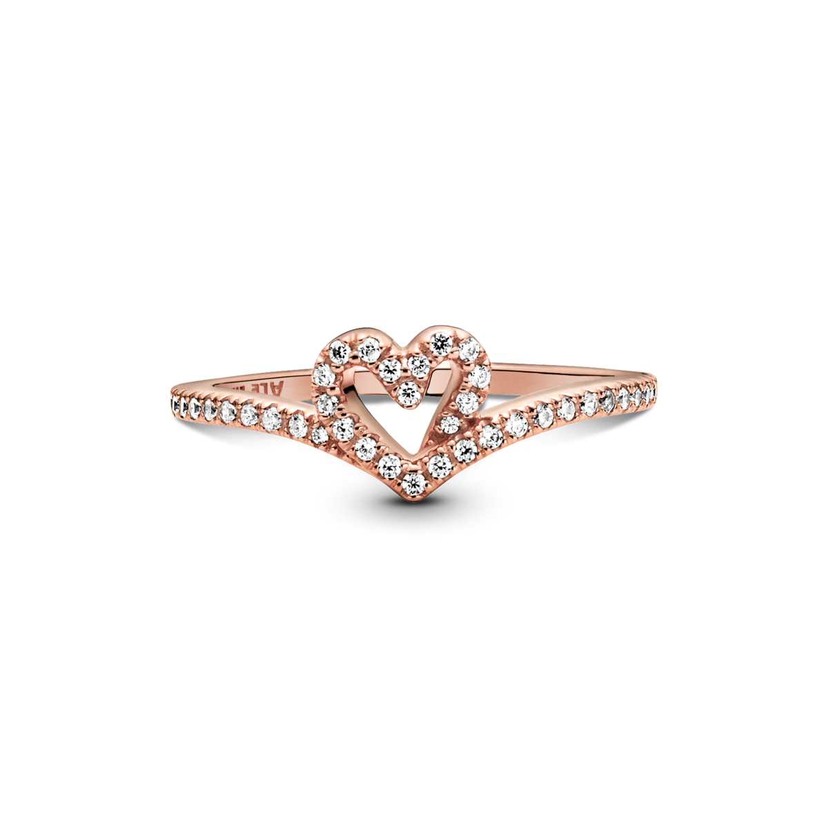 Sparkling Wishbone Heart Ring