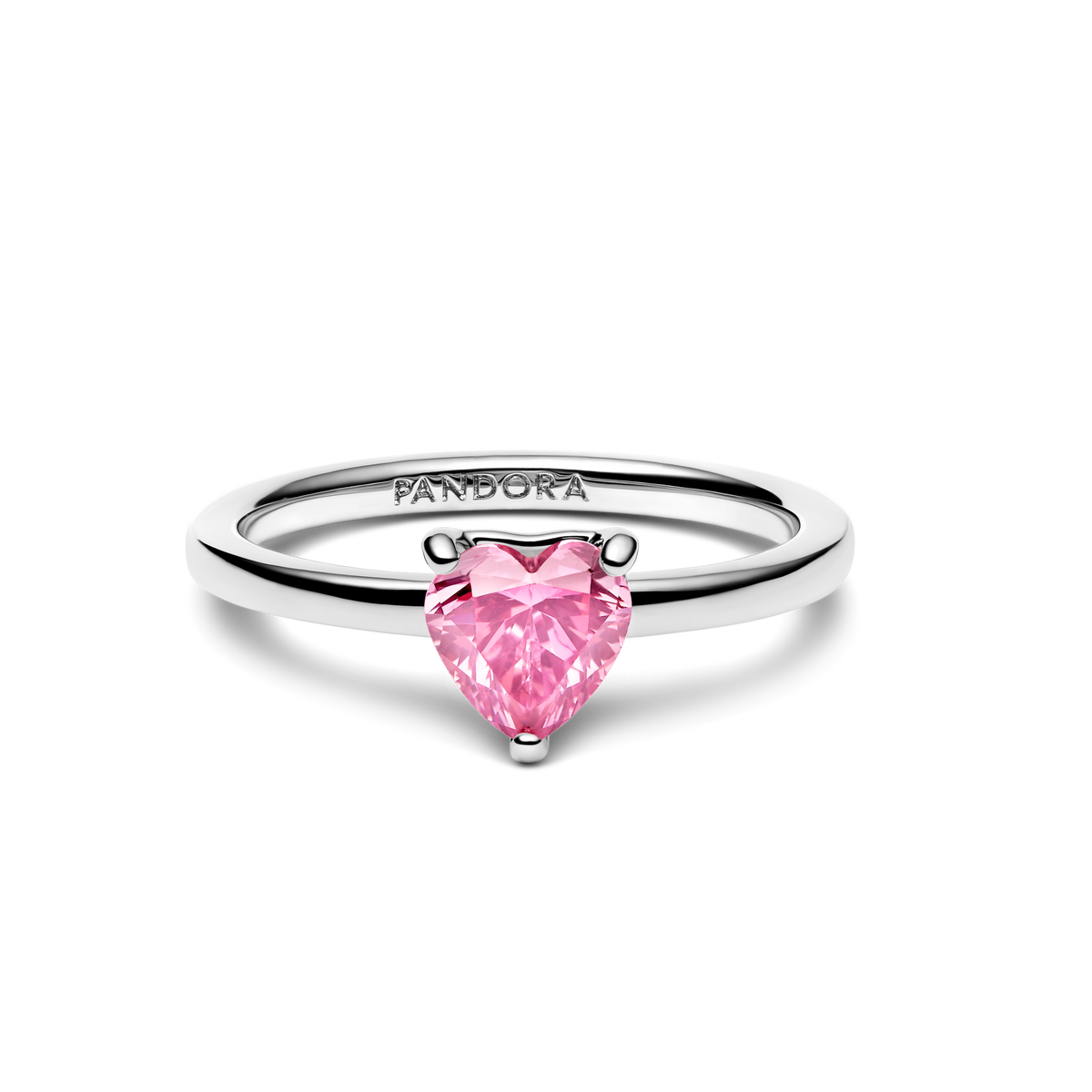 Sparkling Pink Heart Solitaire Ring