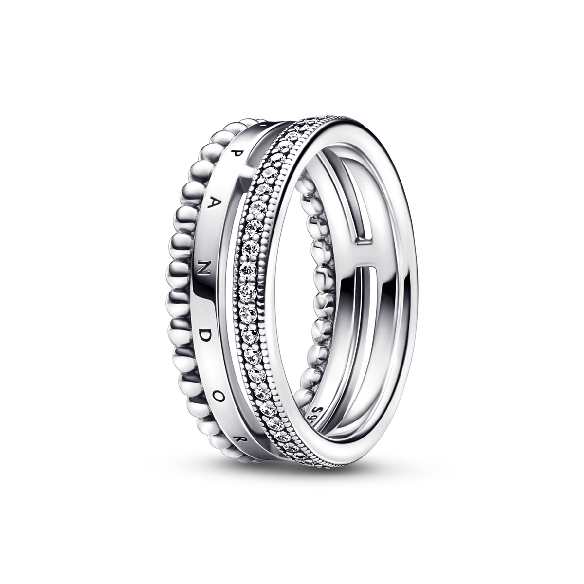 FINAL SALE - Pandora Signature Logo Pavé & Beads Ring