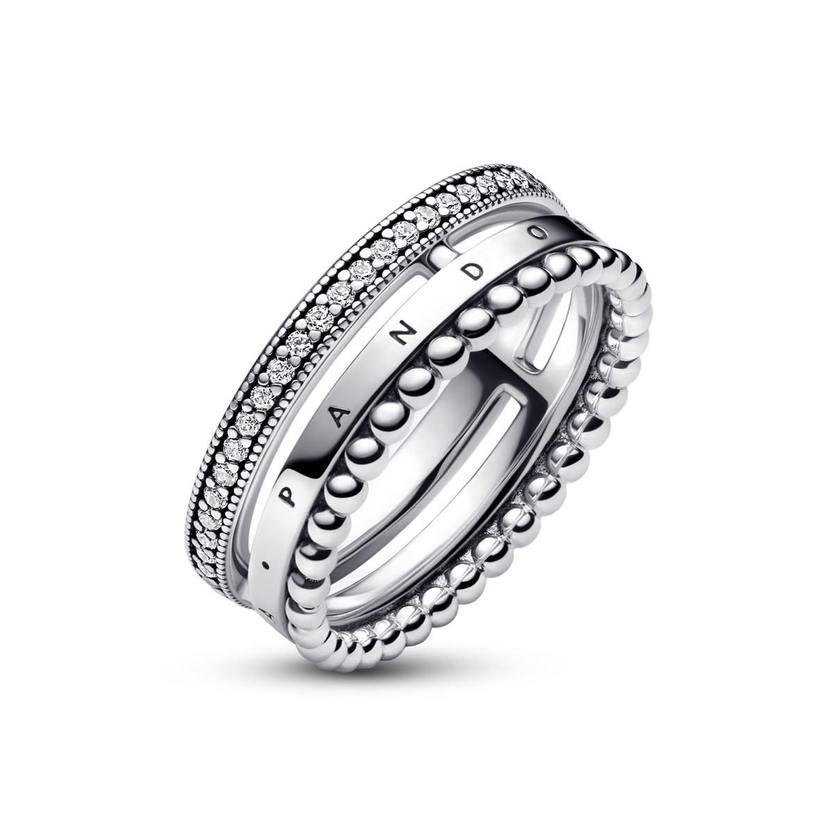 FINAL SALE - Pandora Signature Logo Pavé & Beads Ring