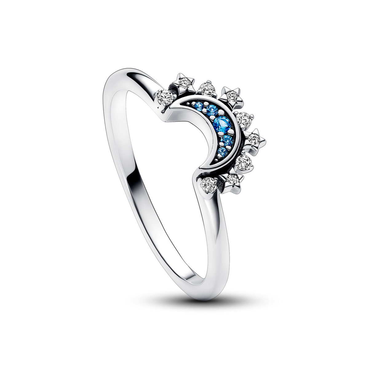 Celestial Blue Sparkling Moon Ring
