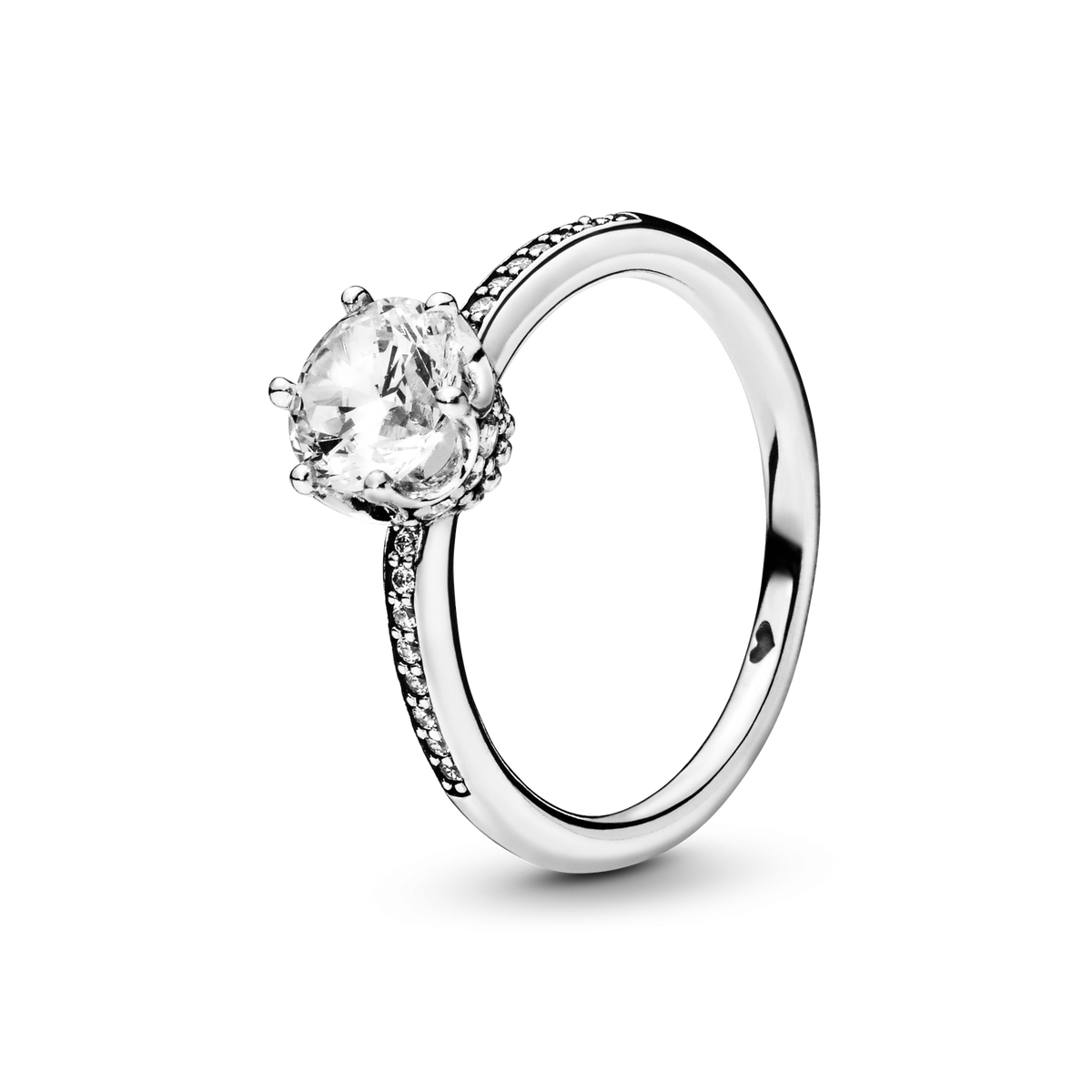 Clear Sparkling Crown Solitaire Ring