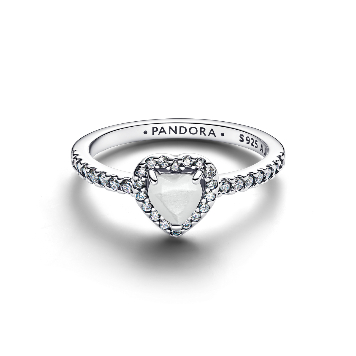 Elevated White Heart Ring