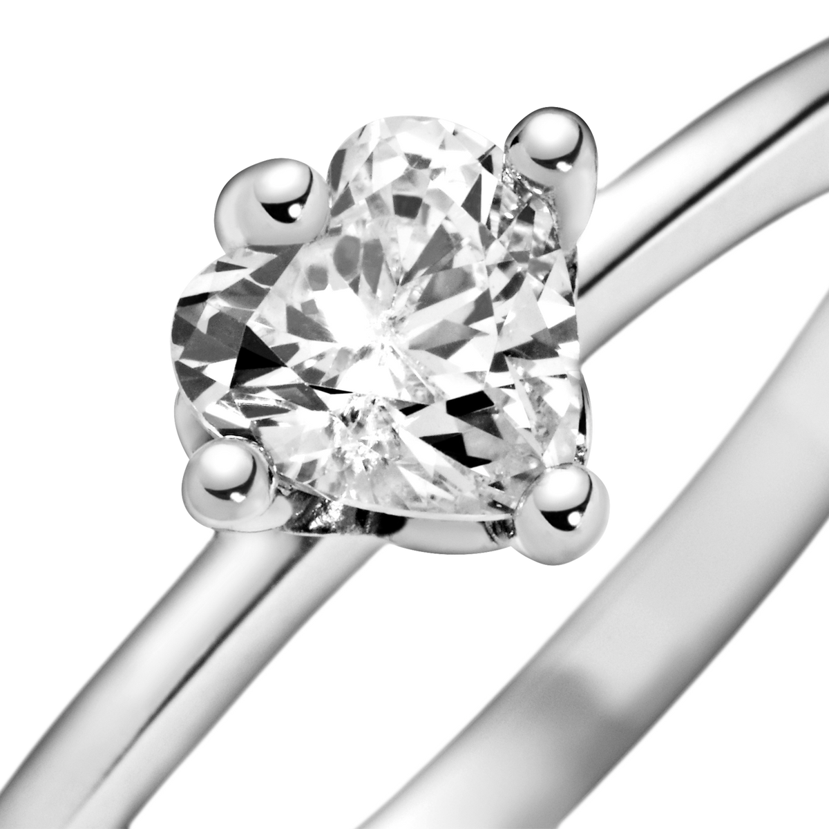 Clear Heart Solitaire Ring