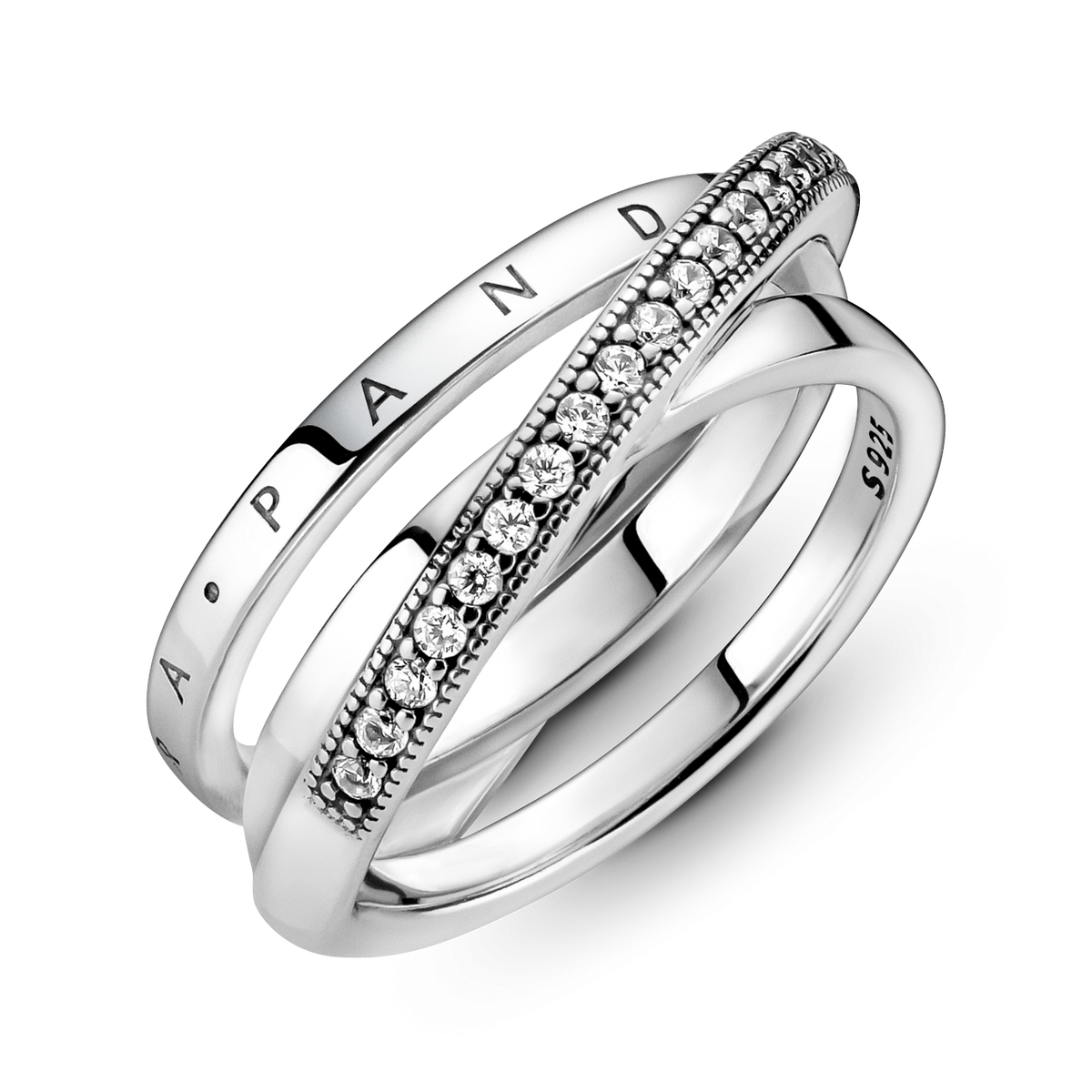 Crossover Pavé Triple Band Ring