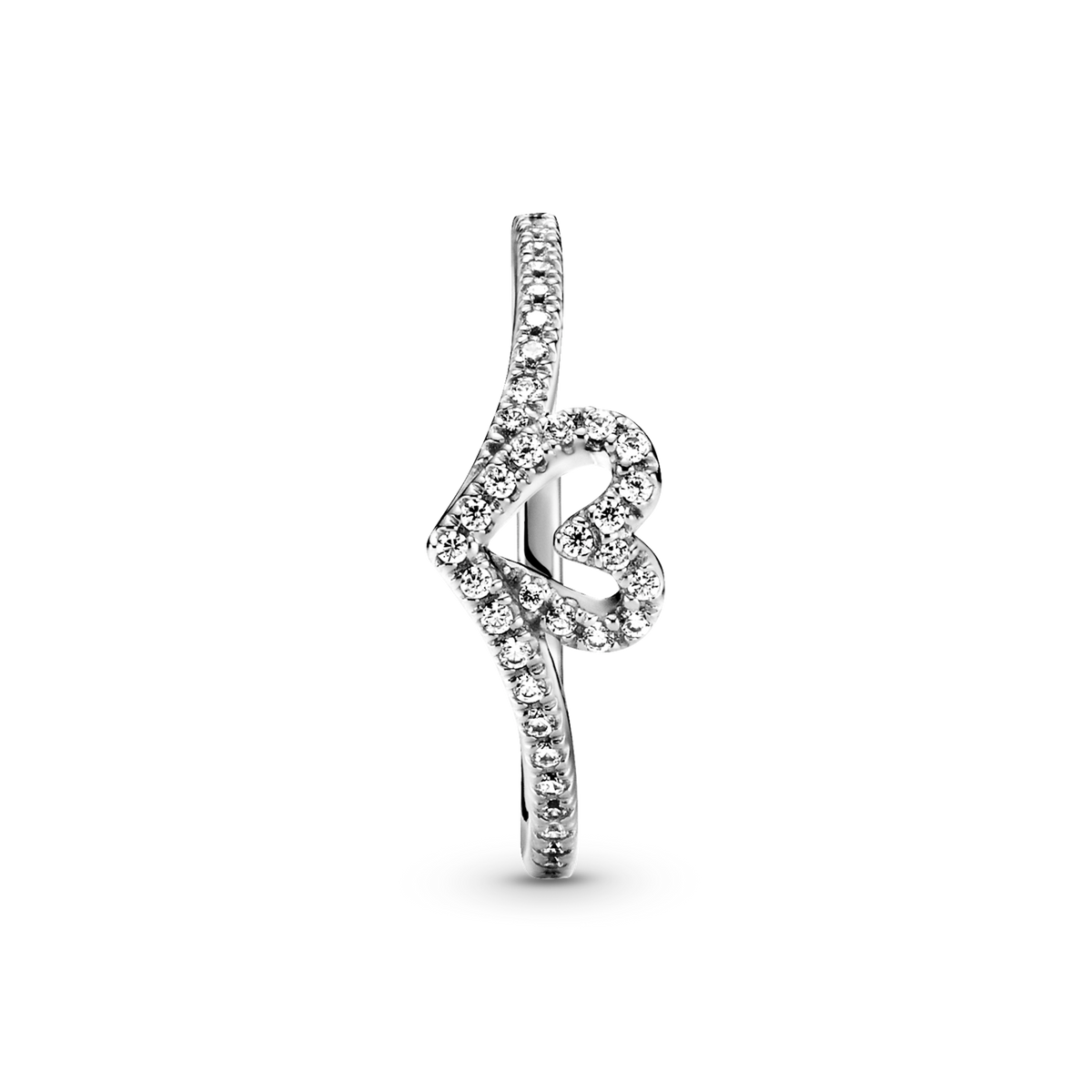 Sparkling Wishbone Heart Ring