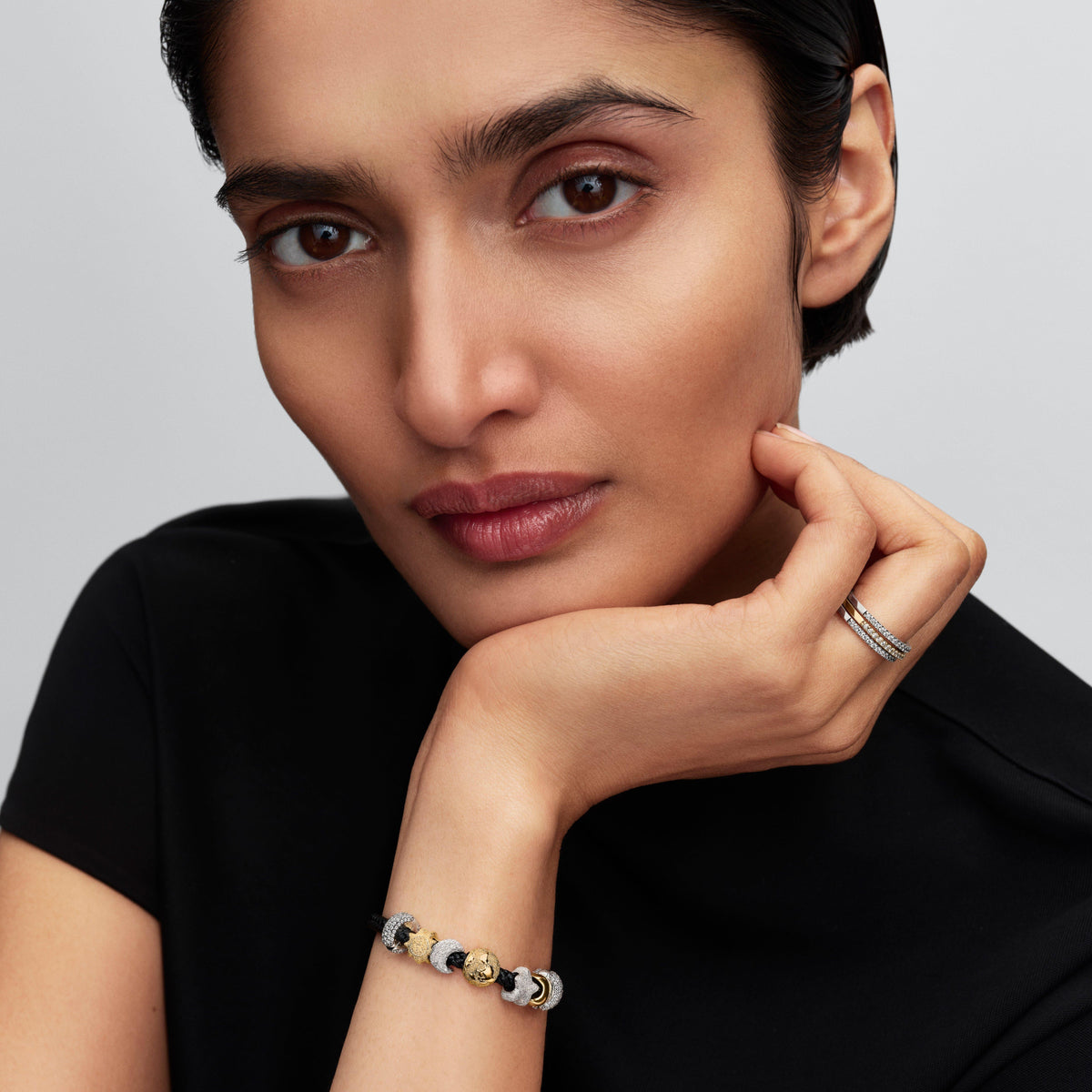 Shimmering Black Cord Bracelet