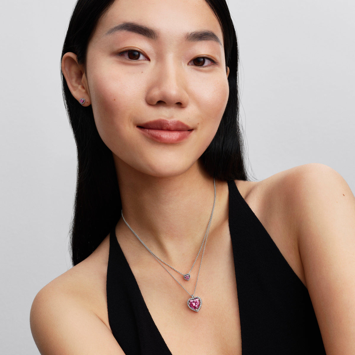 Pink Halo Heart Collier Necklace