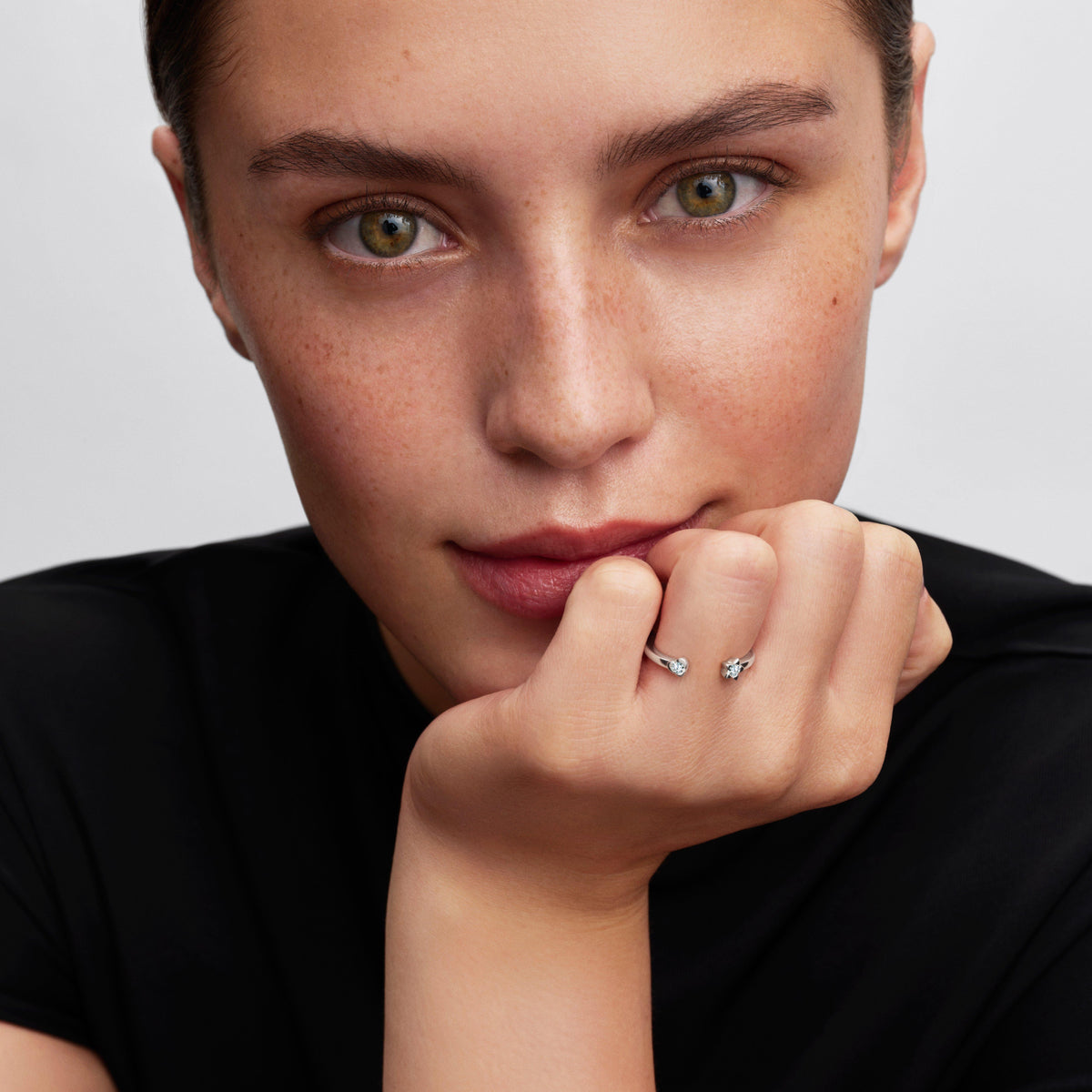 Pandora Talisman Sterling Silver Lab-Grown Diamond Heart & Star Open Ring