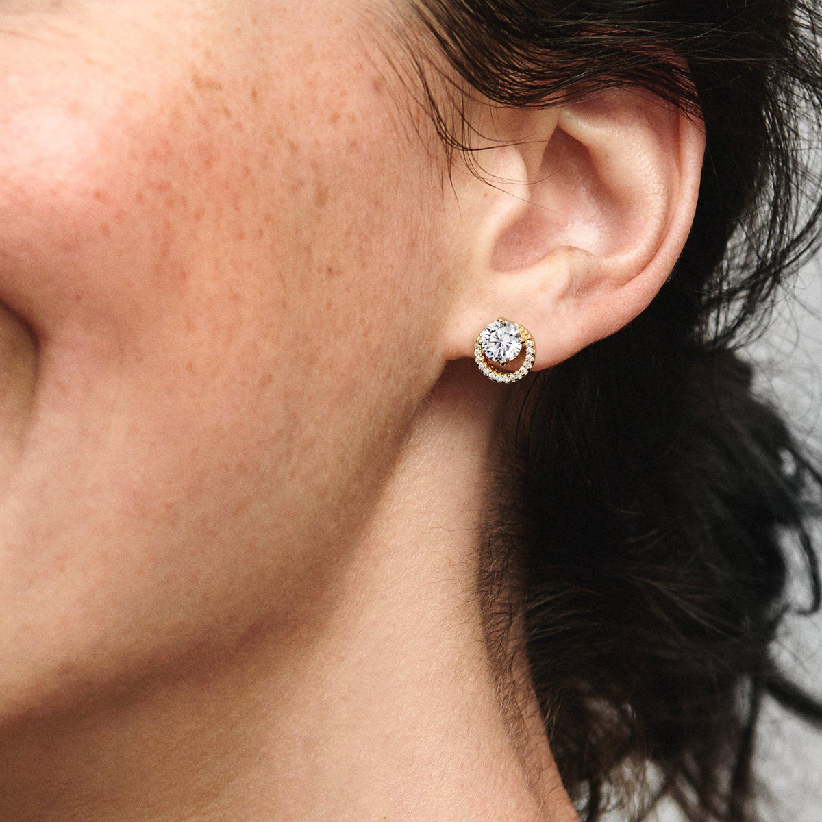 Sparkling Round Halo Stud Earrings
