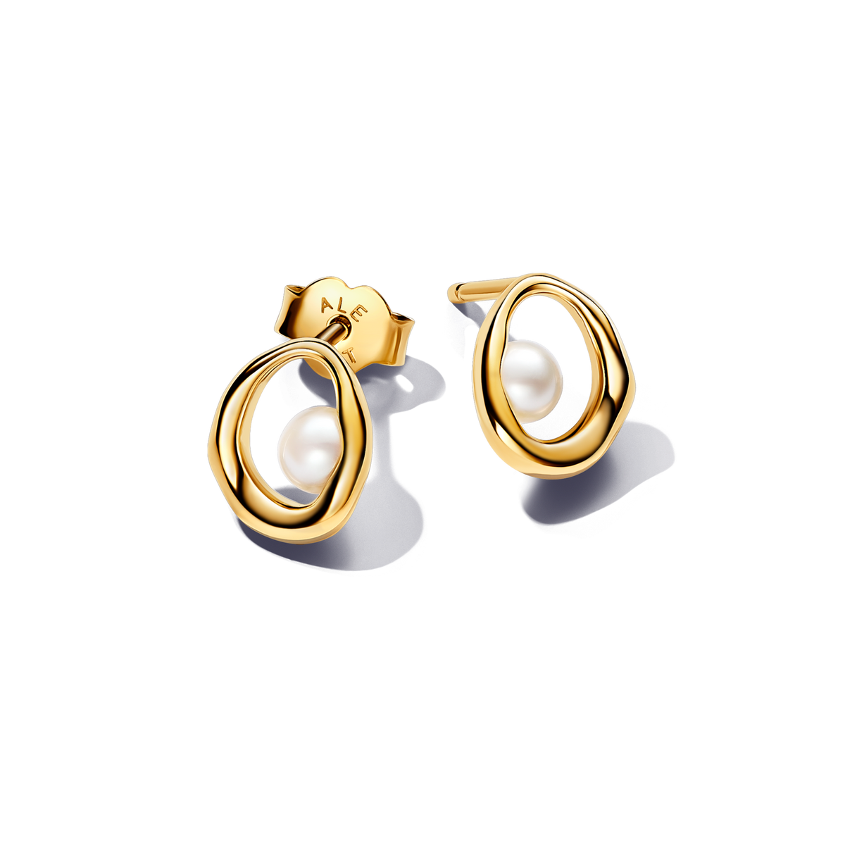 Organically Shaped Oval & Treated Freshwater Cultured Pearl Stud Earrings