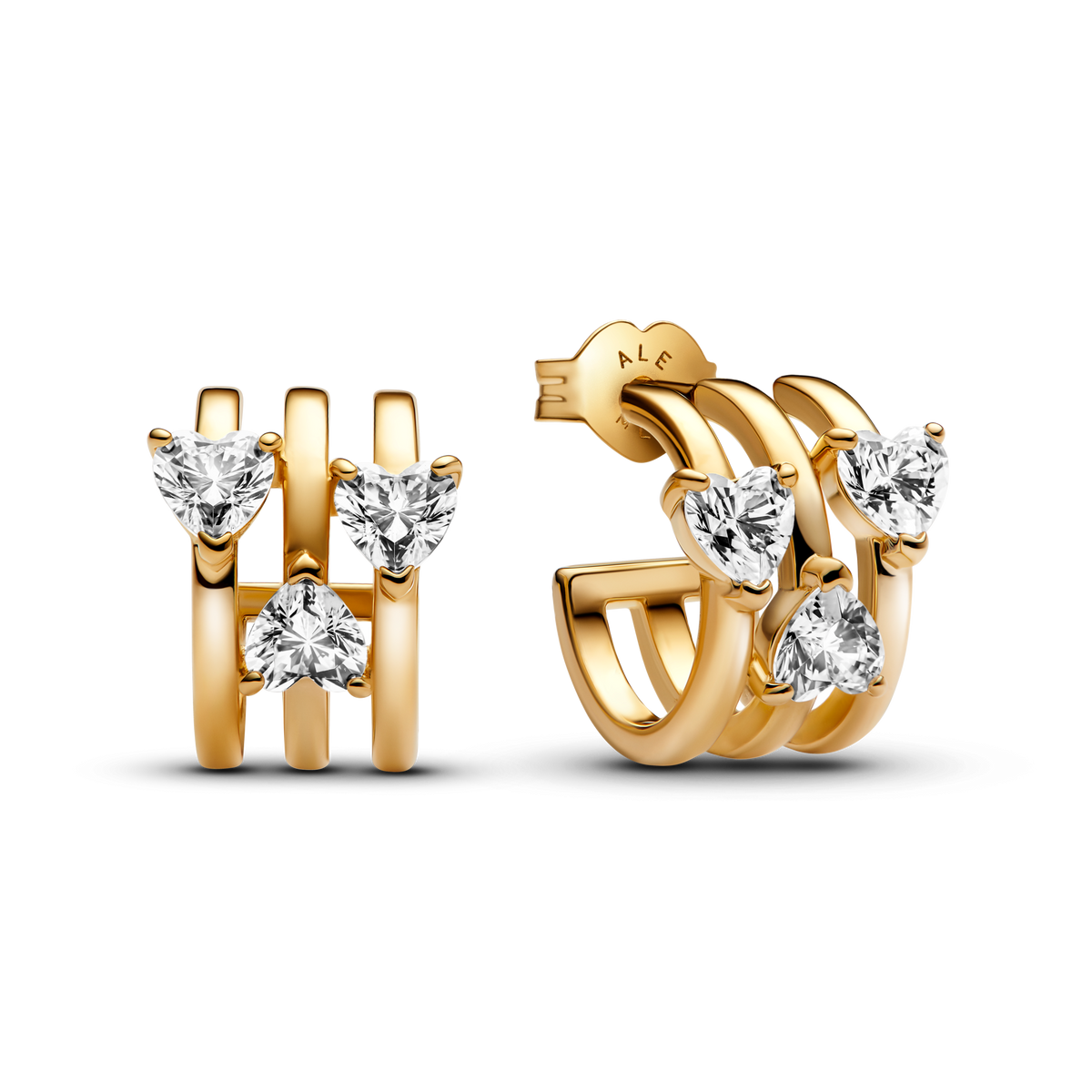 Triple Heart Hoop Earrings
