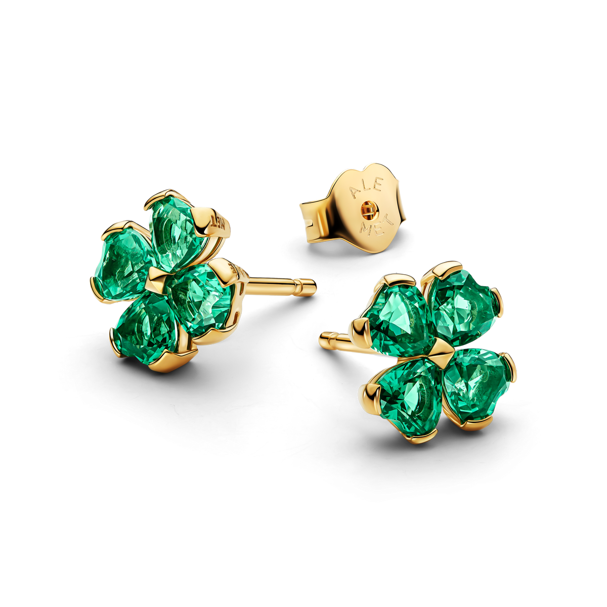 Green Lucky Clover Stud Earrings