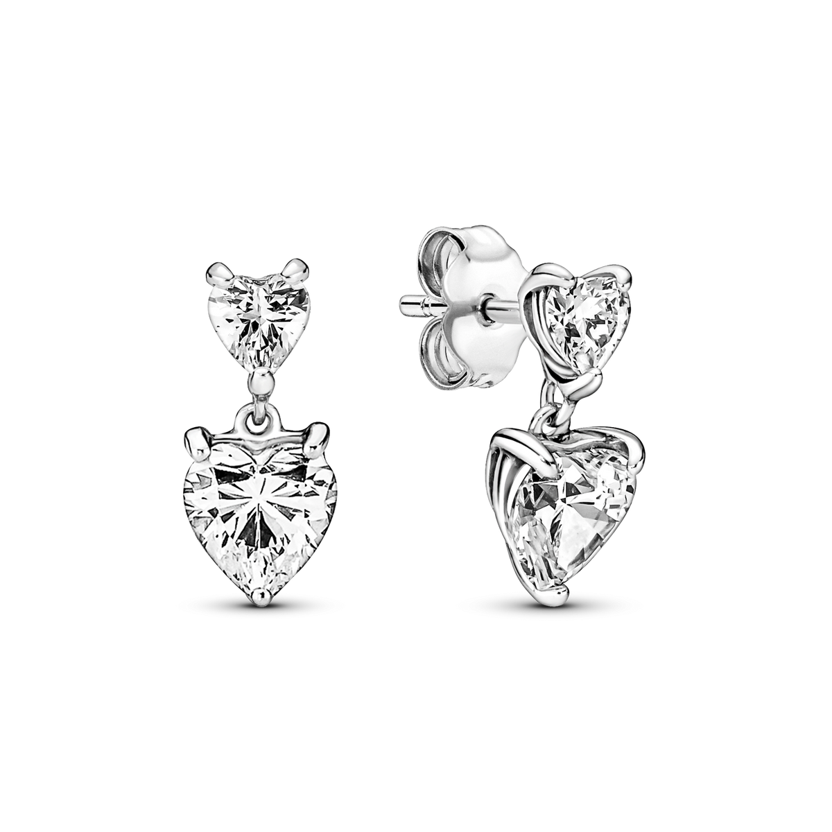 Double Heart Sparkling Stud Earrings