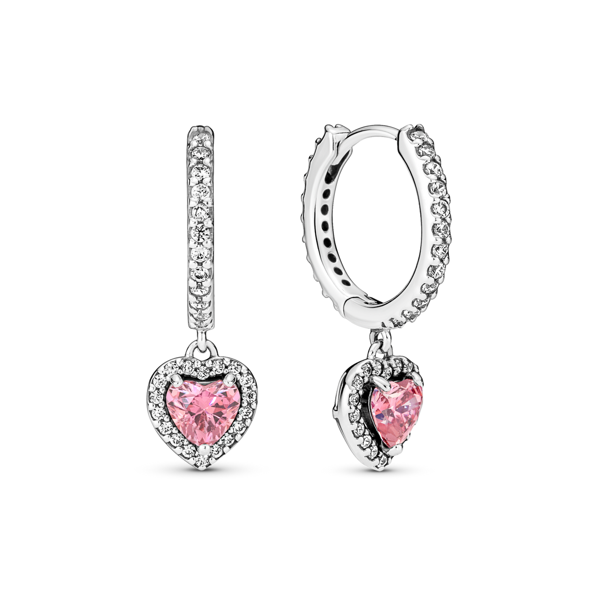 Sparkling Halo Heart Hoop Earrings