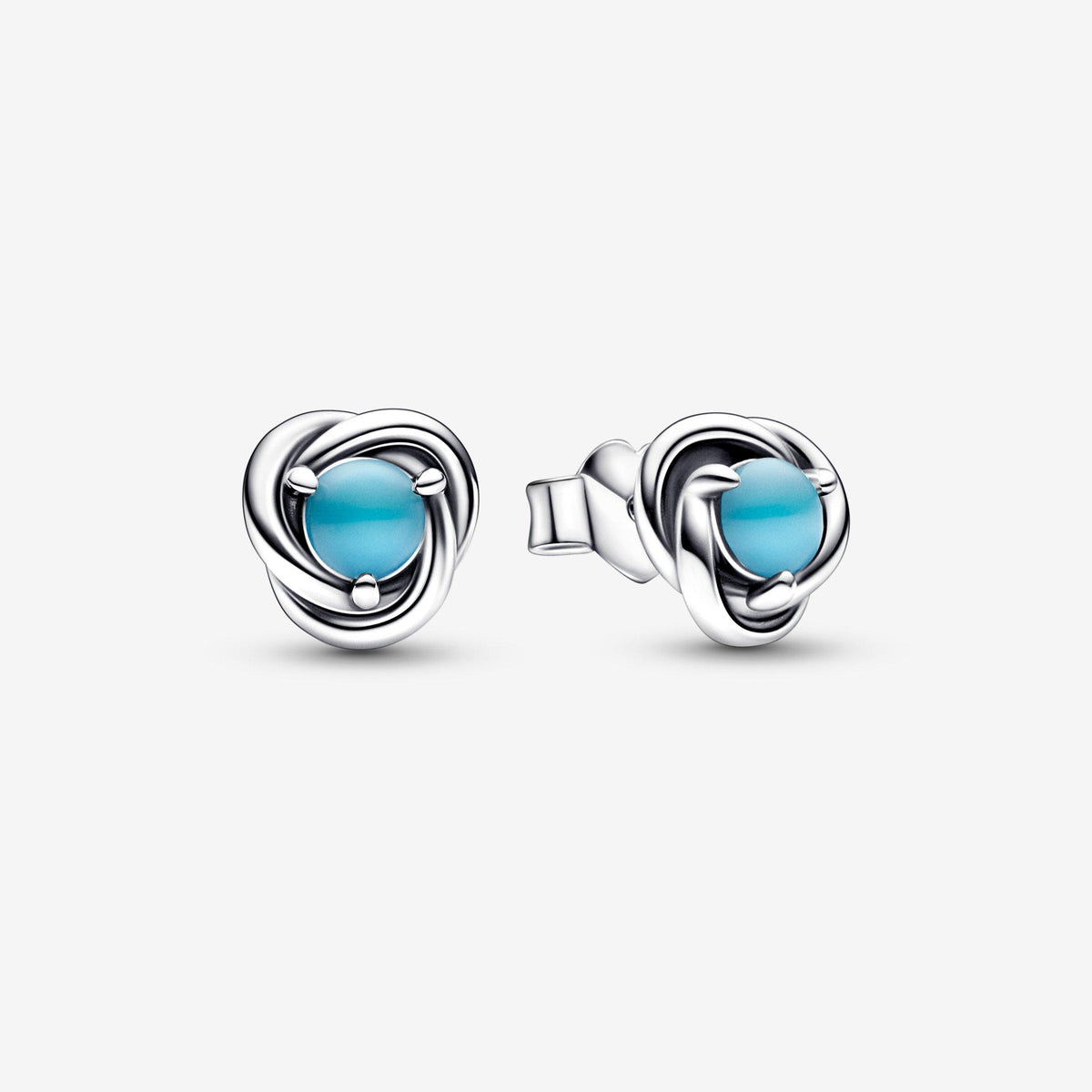 FINAL SALE - December Turquoise Blue Eternity Circle Stud Earrings