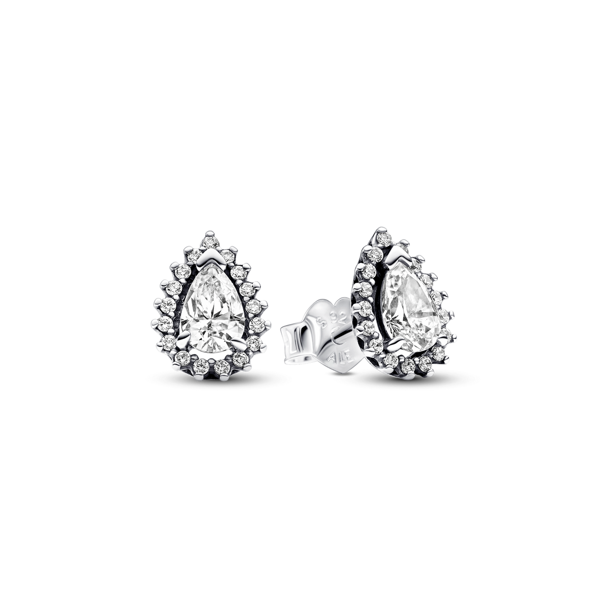 Sparkling Pear Halo Stud Earrings