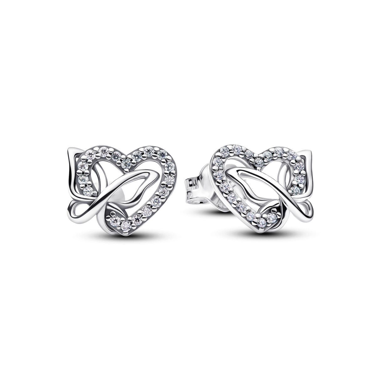 Entwined Heart & Butterfly Stud Earrings