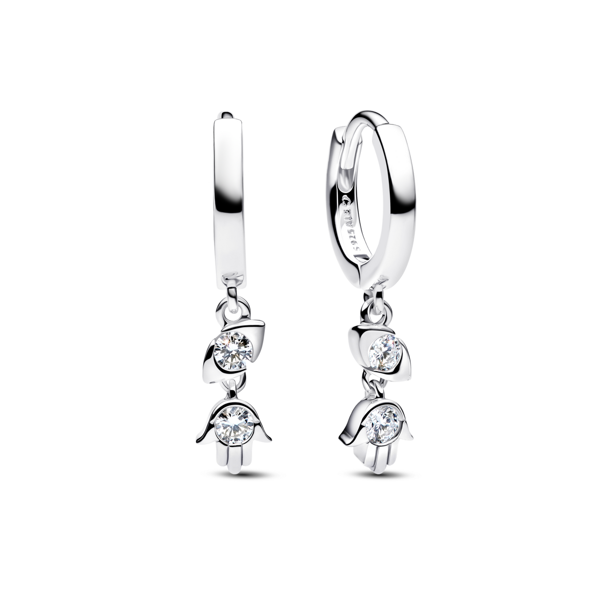 Pandora Talisman Sterling Silver Lab-Grown Diamond Evil Eye & Hamsa Hand Dangle Earrings