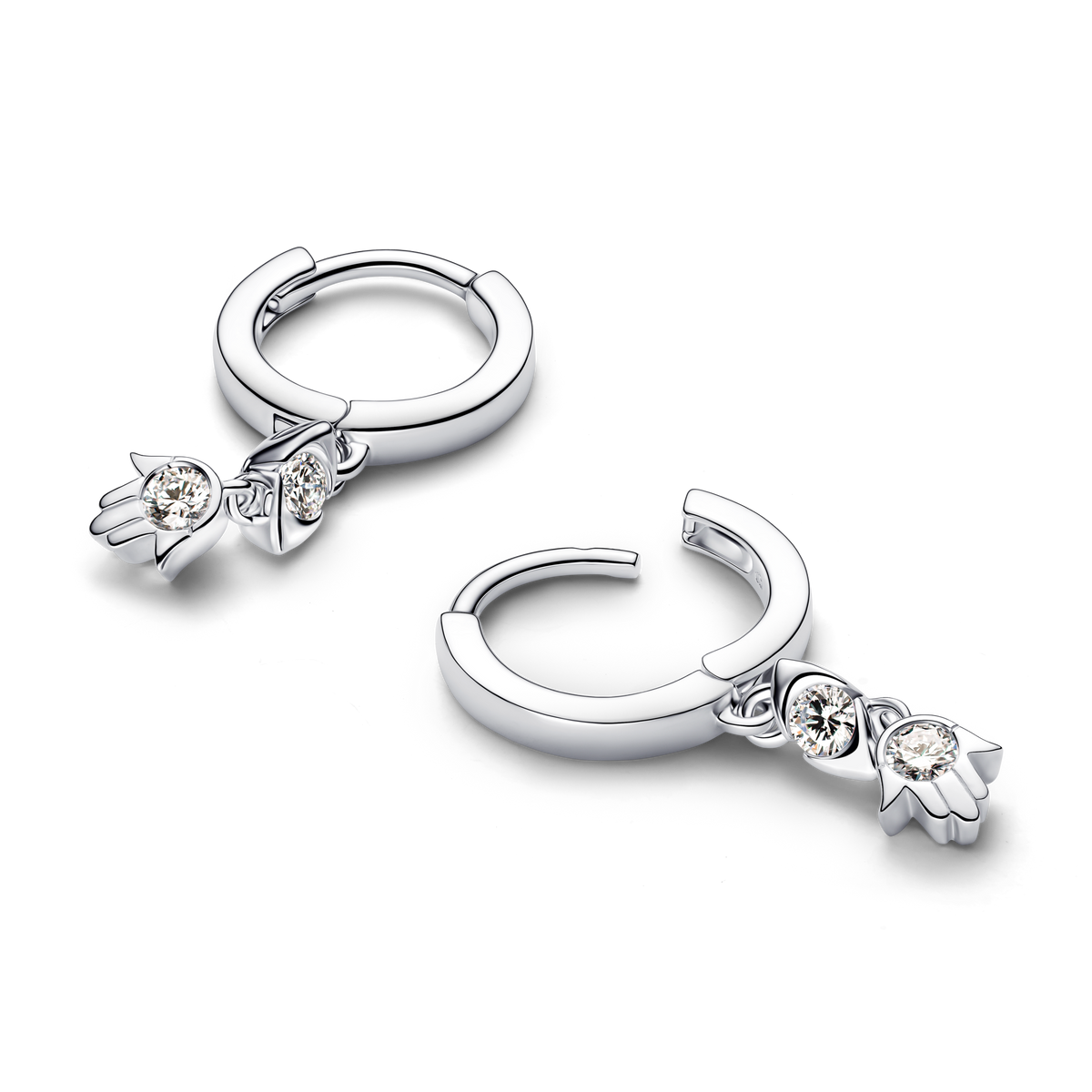 Pandora Talisman Sterling Silver Lab-Grown Diamond Evil Eye & Hamsa Hand Dangle Earrings