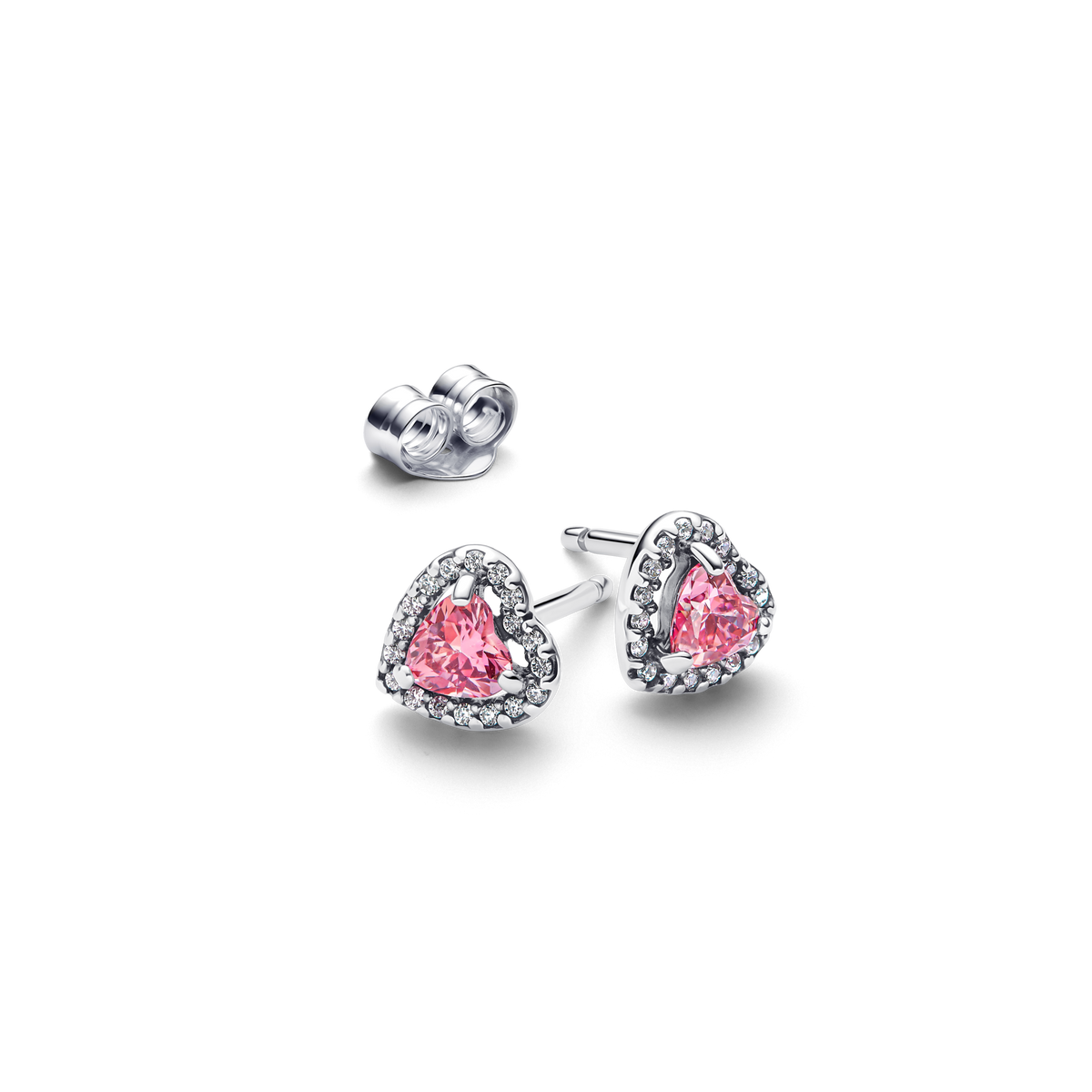 Elevated Pink Heart Stud Earrings