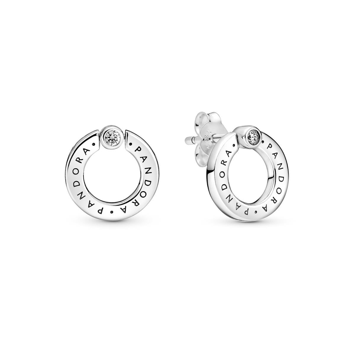 Pavé & Logo Circle Reversible Stud Earrings
