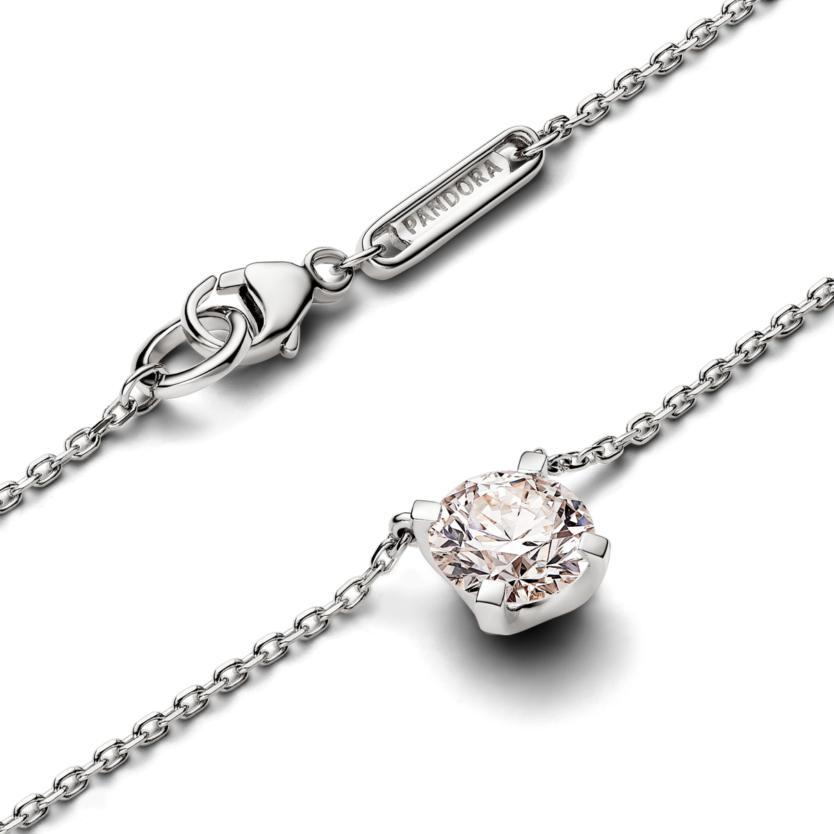 Pandora Era 14k White Gold Lab-grown Diamond Pendant Necklace