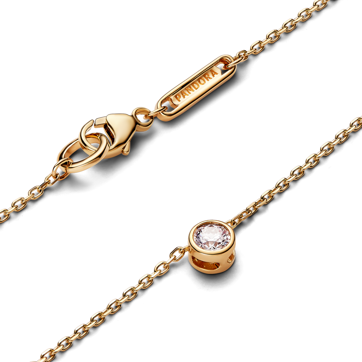 Pandora Era Bezel 14k Gold Lab-grown Diamond Pendant Necklace