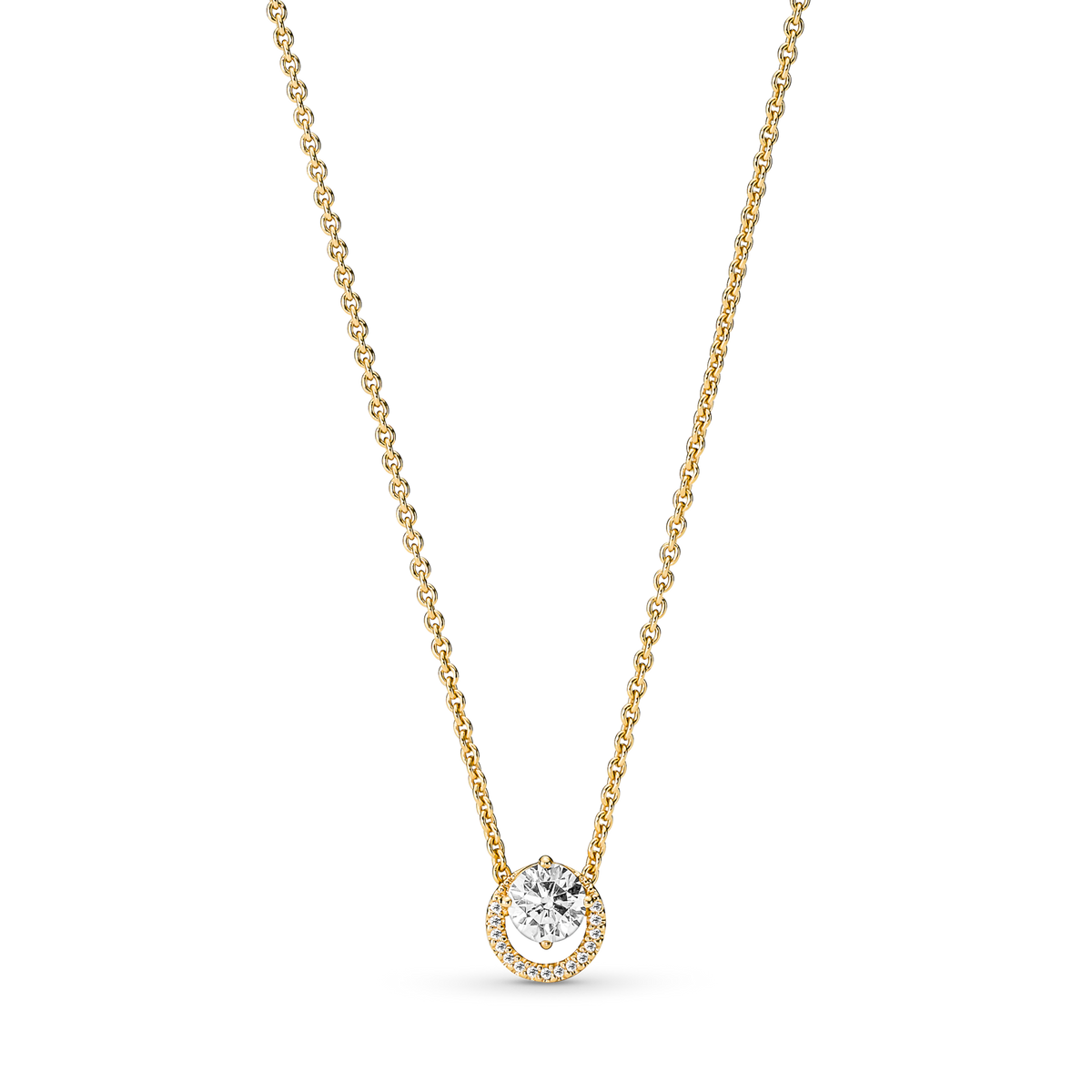 Sparkling Round Halo Pendant Collier Necklace