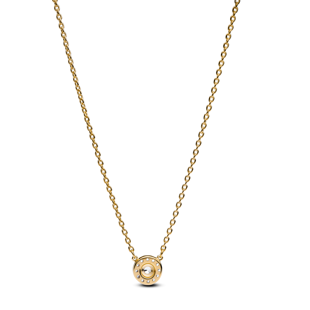 Round Pavé Halo Pendant Necklace