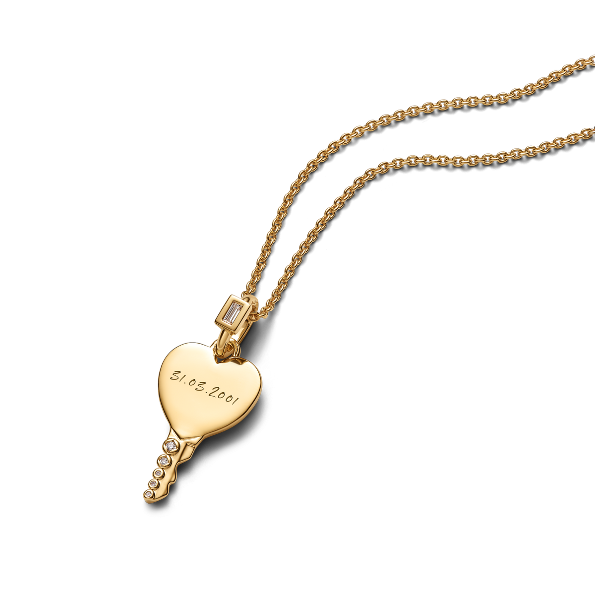 Engravable Heart Key Pendant