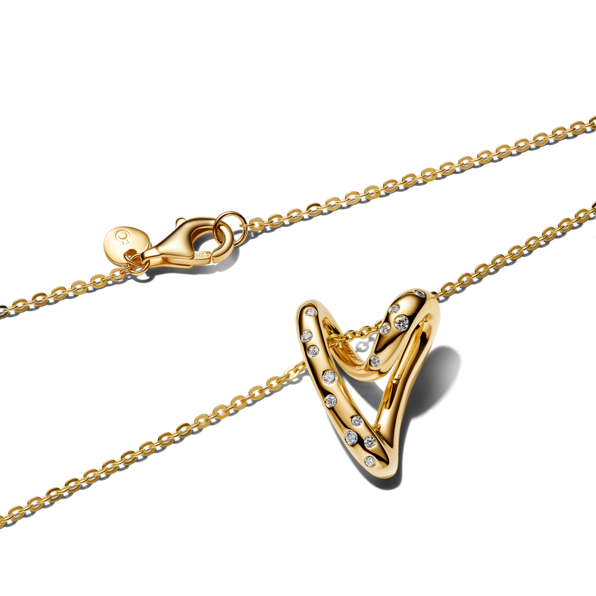 Organically Shaped Stone-Set Heart Pendant Necklace