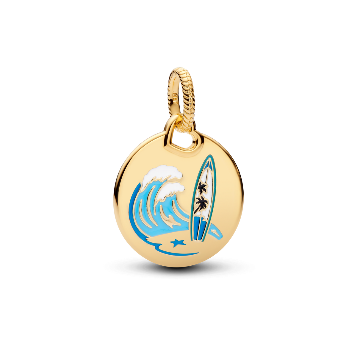 Surfing Round Tag Dangle Charm