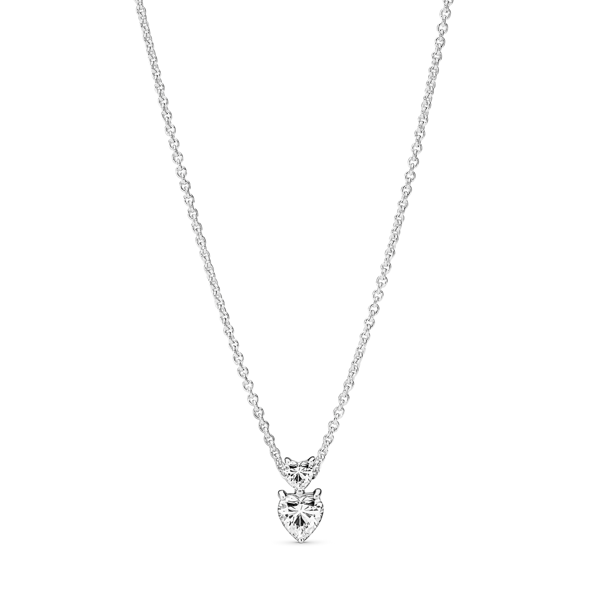 Double Heart Pendant Sparkling Collier Necklace