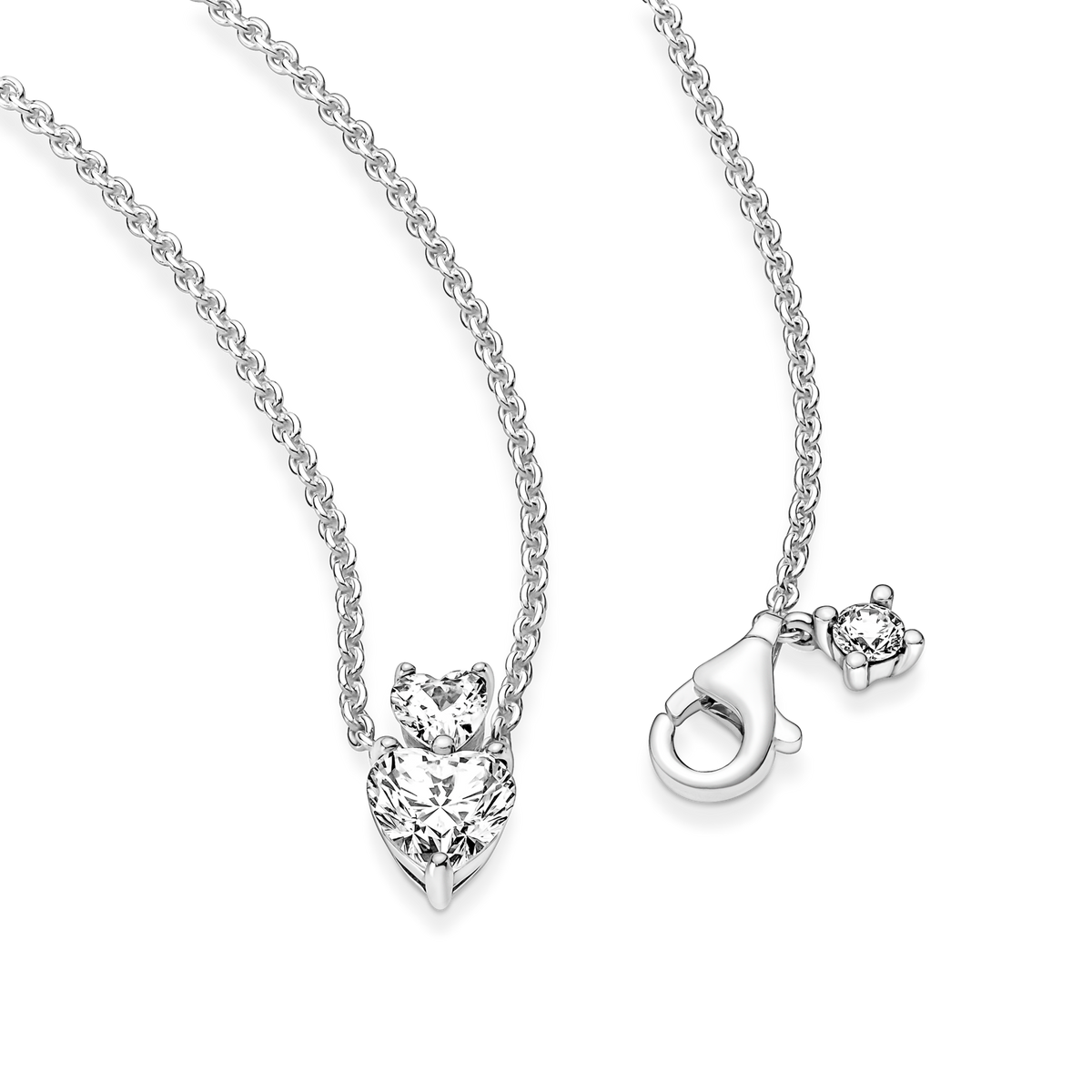 Double Heart Pendant Sparkling Collier Necklace