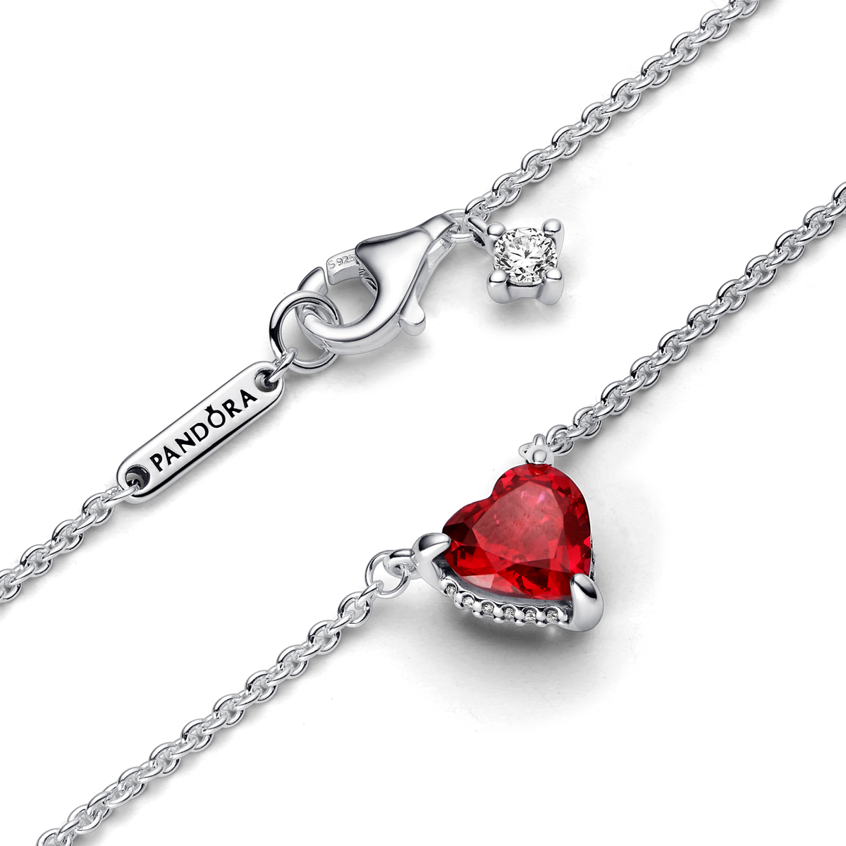 Sparkling Heart Halo Pendant Collier Necklace