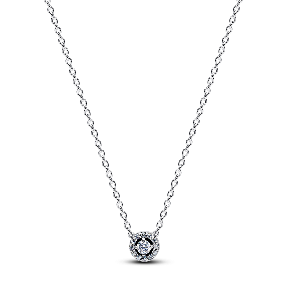 Round Pavé Halo Collier Necklace