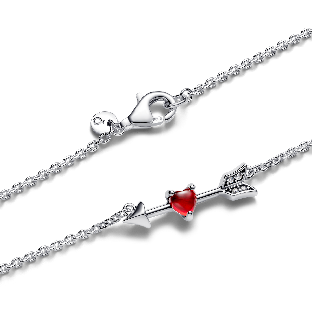 Arrow & Murano Glass Heart Necklace