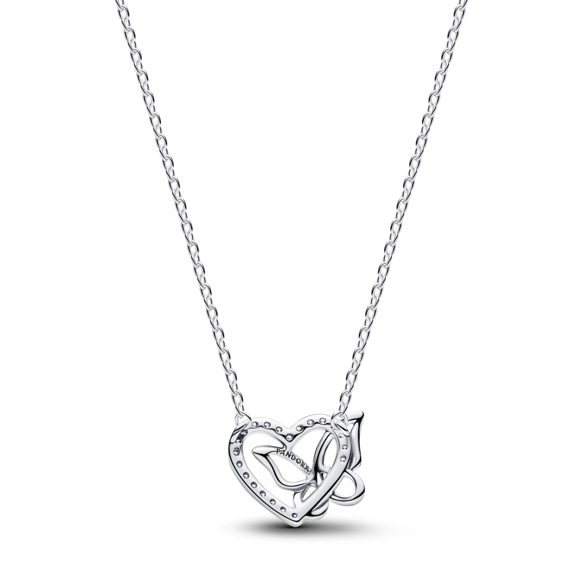 Entwined Heart & Butterfly Pendant Necklace