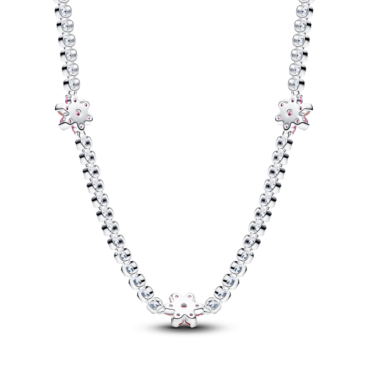 Pink Flower Tennis Necklace