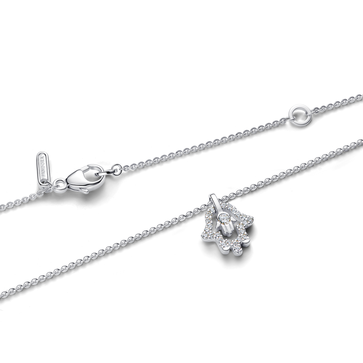 Pandora Talisman Sterling Silver Lab-Grown Diamond Hamsa Hand Pendant Necklace