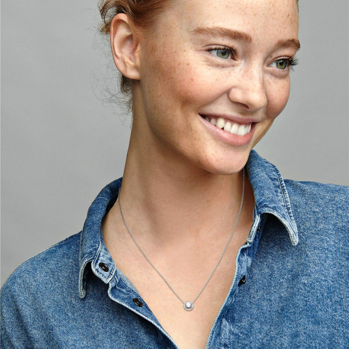Round Sparkle Halo Necklace