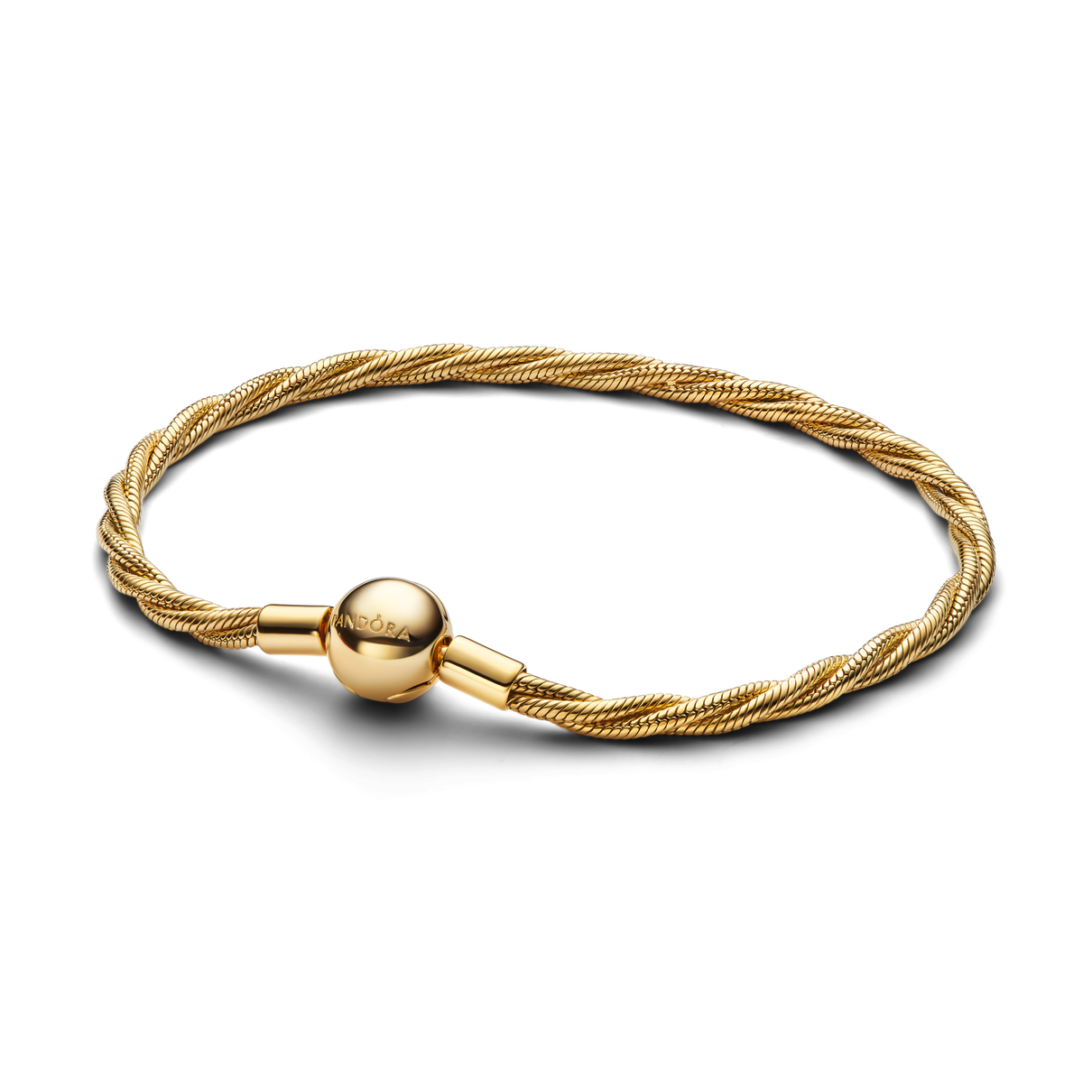 Round Pandora Clasp Twisted Snake Chain Bracelet