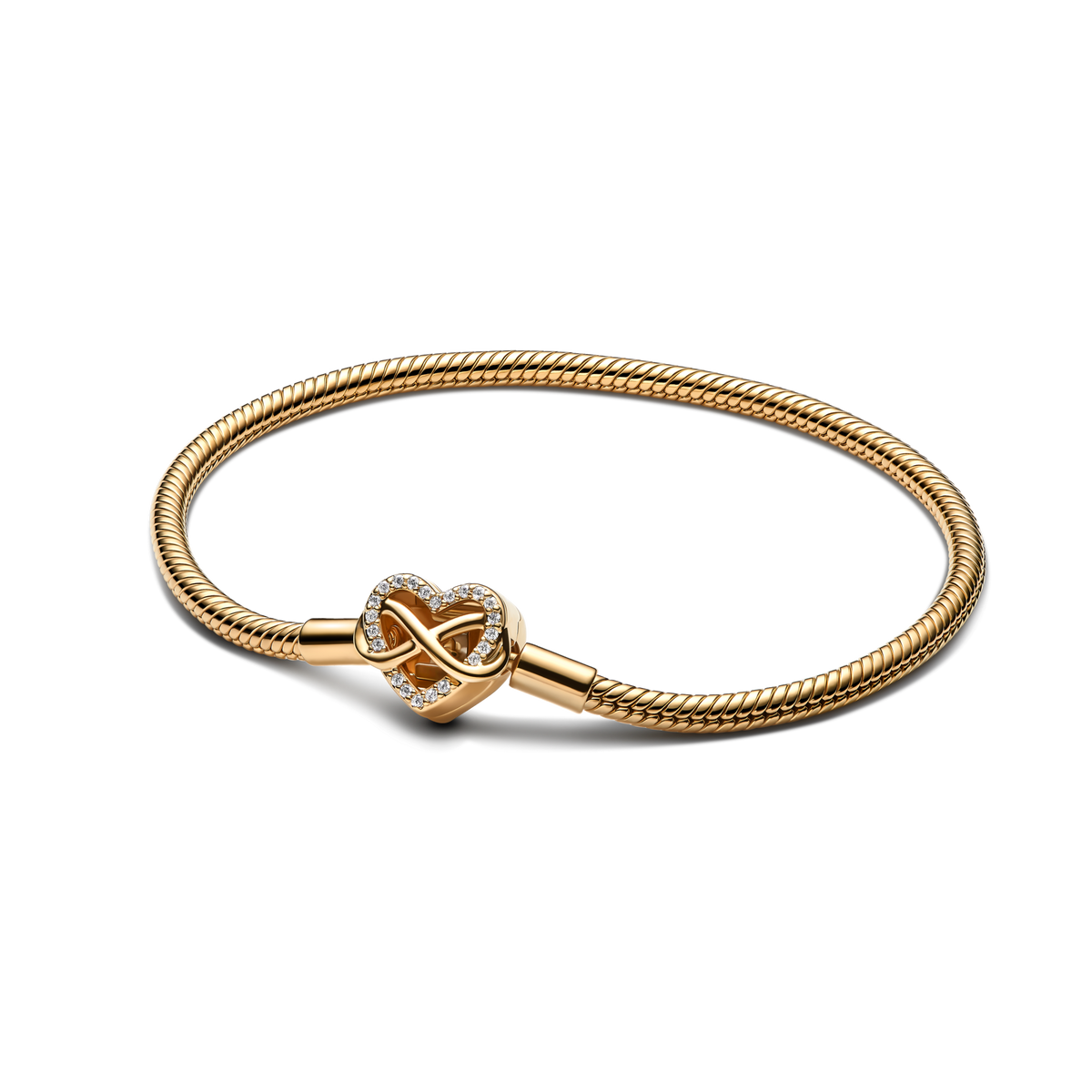 Sparkling Infinity Heart Clasp Snake Chain Bracelet