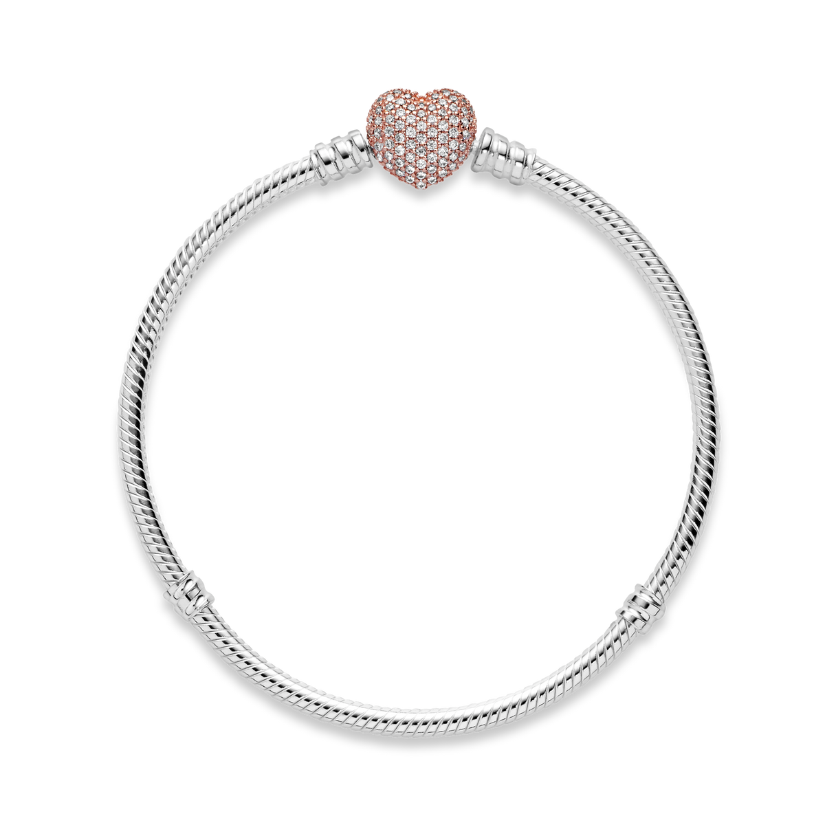 Pandora Moments Pavé Heart Clasp Snake Chain Bracelet