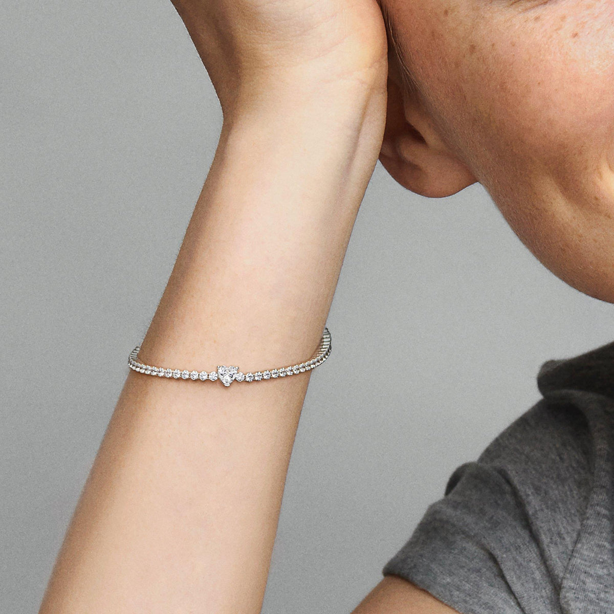 Sparkling Heart Tennis Bracelet