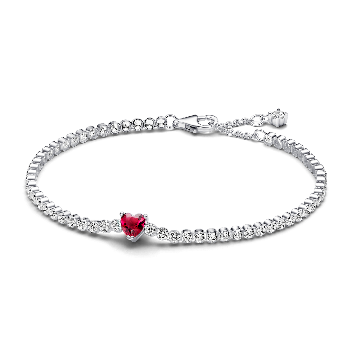 Red Sparkling Heart Tennis Bracelet