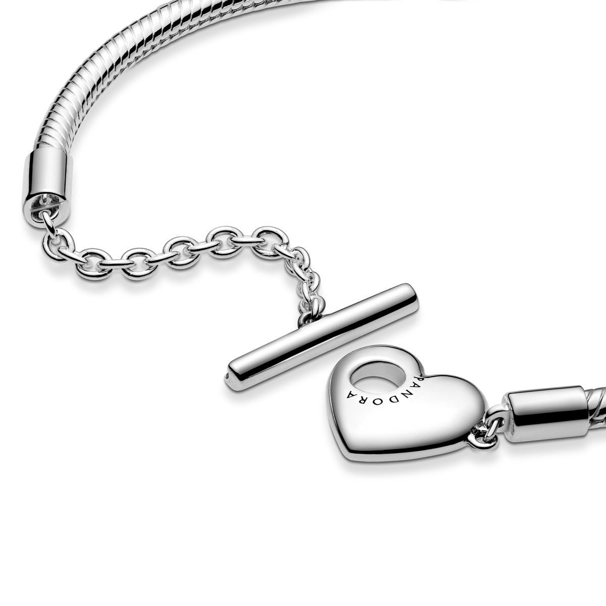 Pandora Moments Heart T-Bar Snake Chain Bracelet